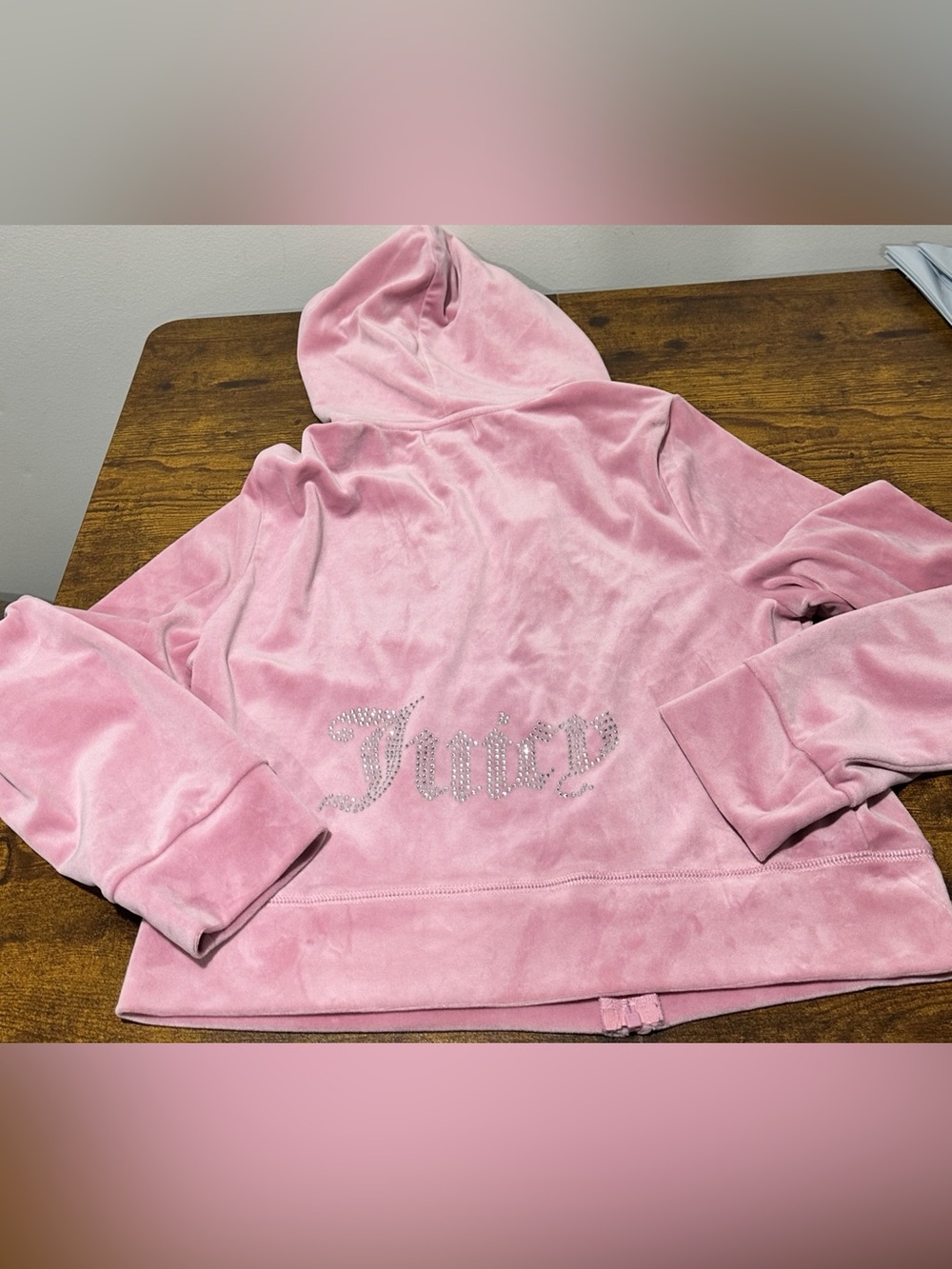 Juicy Couture Pink Velour Rhinestone Hoodie